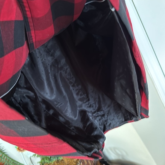 Jessica Simpson Buffalo Plaid Red Black Belted Coat Long Christmas Trench Jacket - Picture 12 of 15